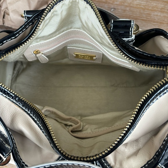 Badgley Mischka Shoulder Bag Nude with Black Patent Details and Gold Hardware - Picture 9 of 15